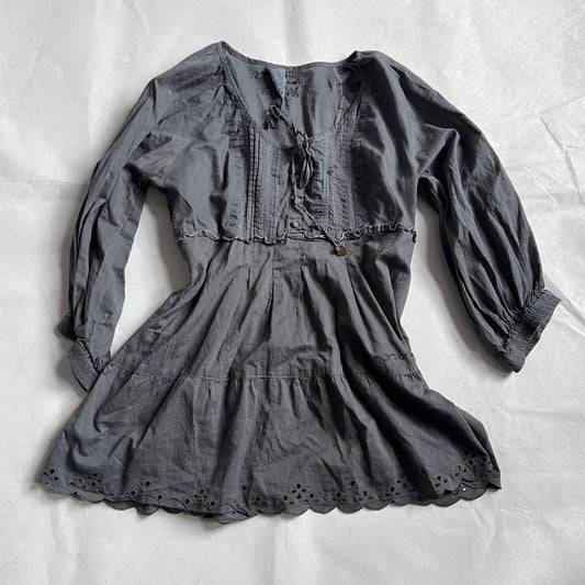 Purple Grey La Mode Est A Vous 3/4 Puff Sleeve Babydoll Tunic Blouse