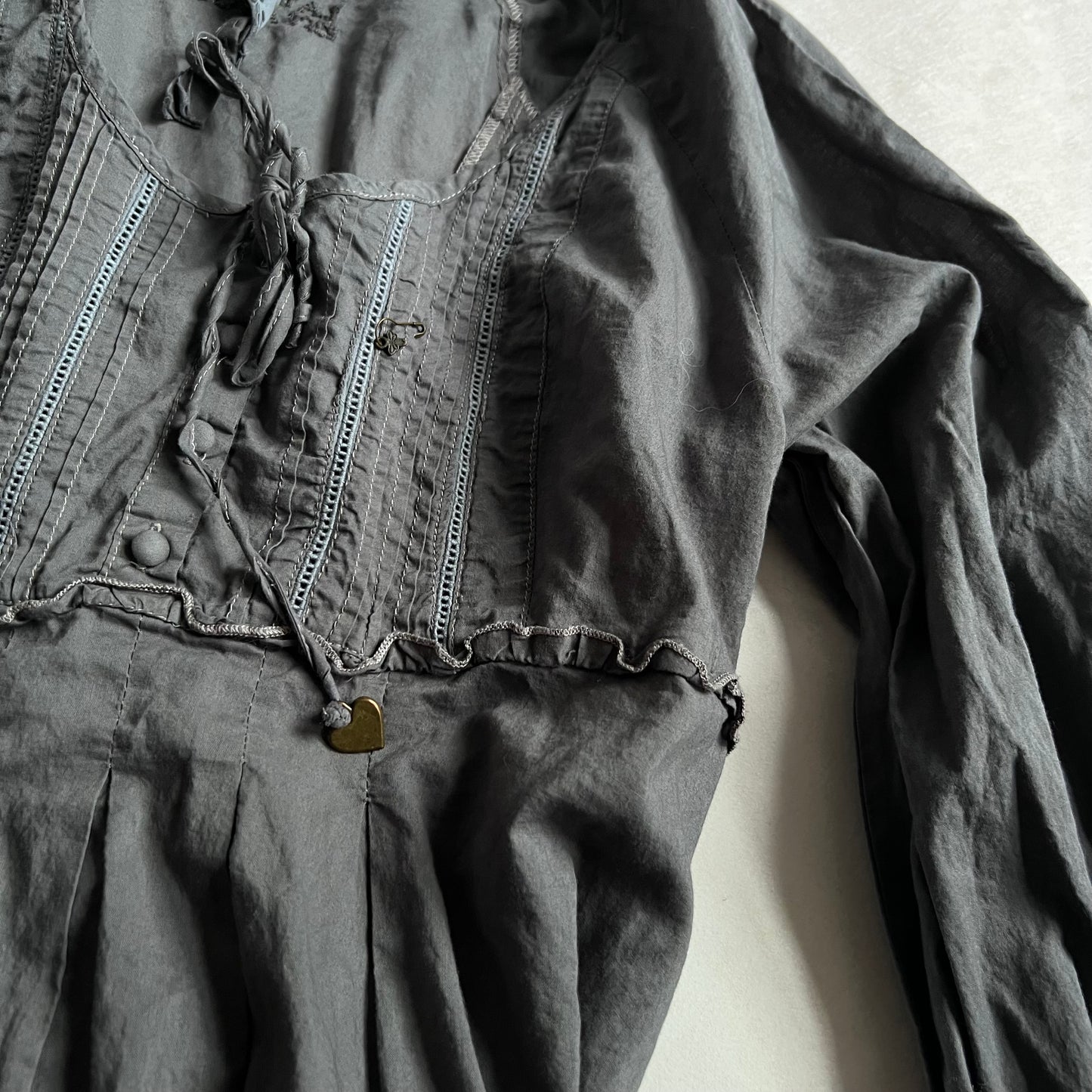 Purple Grey La Mode Est A Vous 3/4 Puff Sleeve Babydoll Tunic Blouse