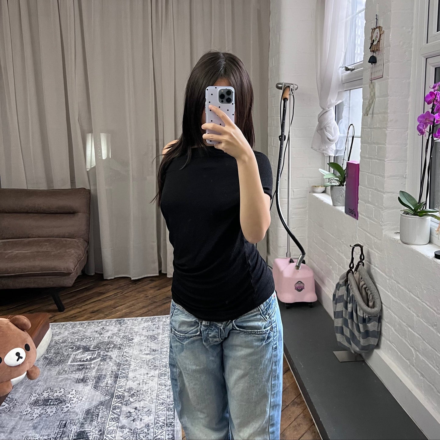 mosquitos black shimmery draped lightweight multi way cowl neck vest top