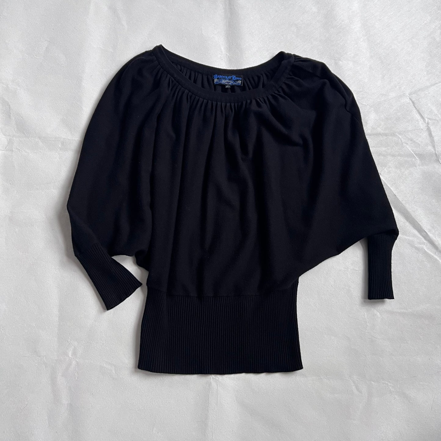 Jennyfer Black Slouchy Batwing Long Sleeve Cinched Waist Knit