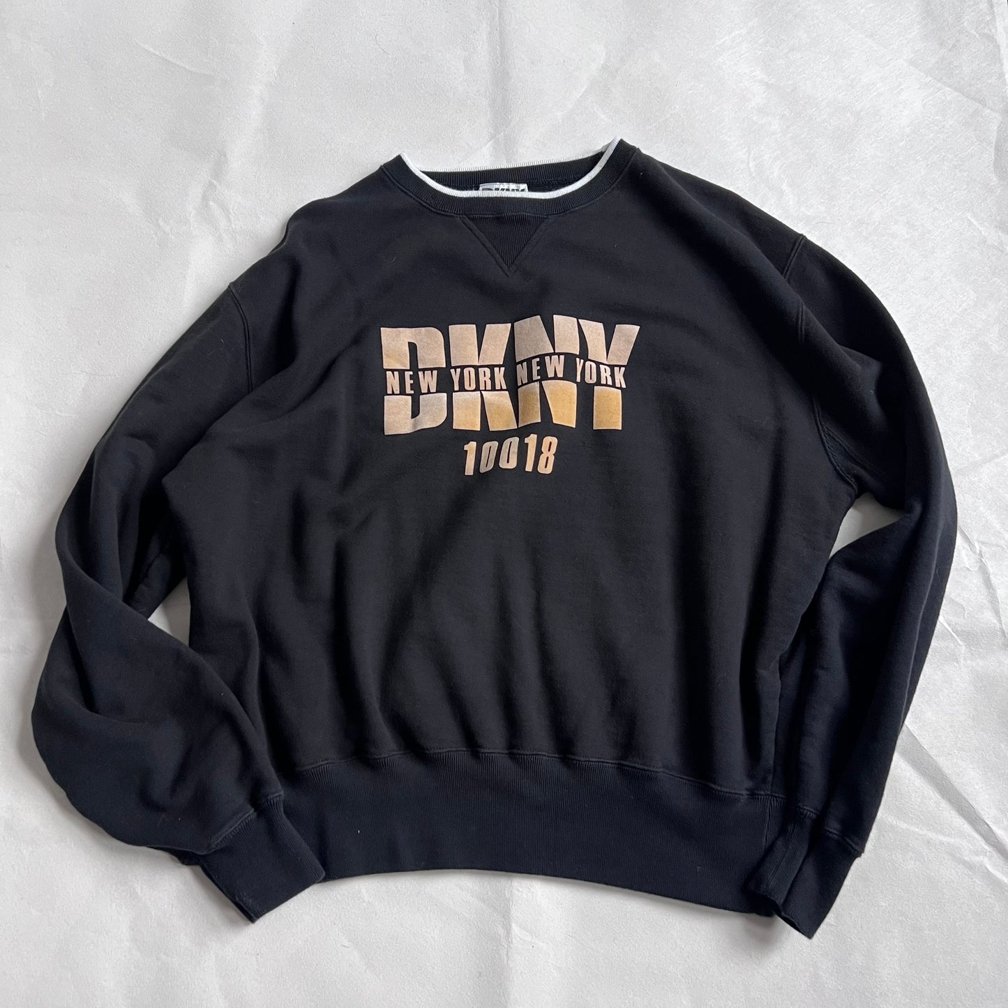 Vintage 90s Dkny Black Long Sleeve Graphic Text Sweater