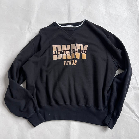 Vintage 90s Dkny Black Long Sleeve Graphic Text Sweater