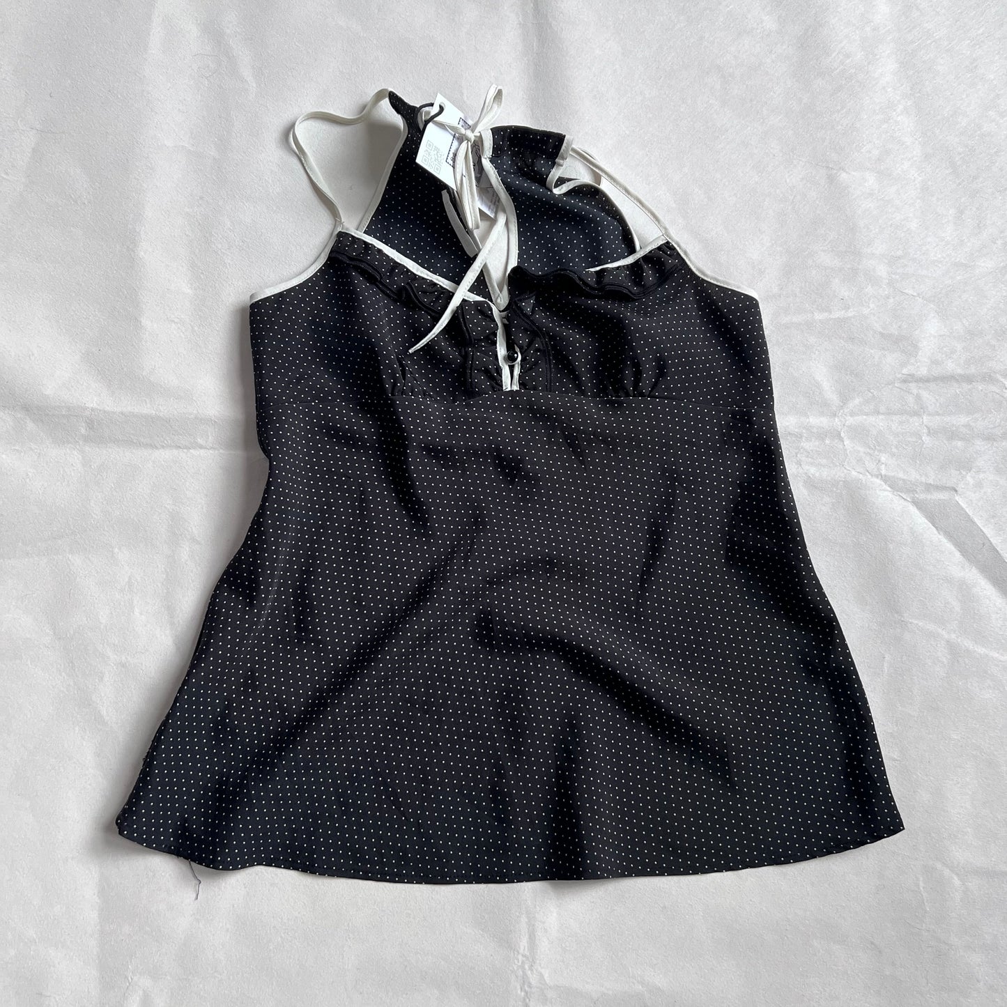 Promod Black Polka Dot White Built In Strap Camisole