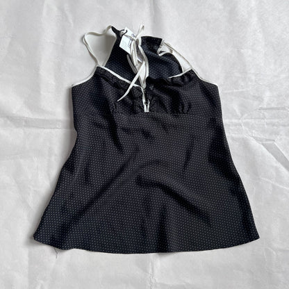 Promod Black Polka Dot White Built In Strap Camisole