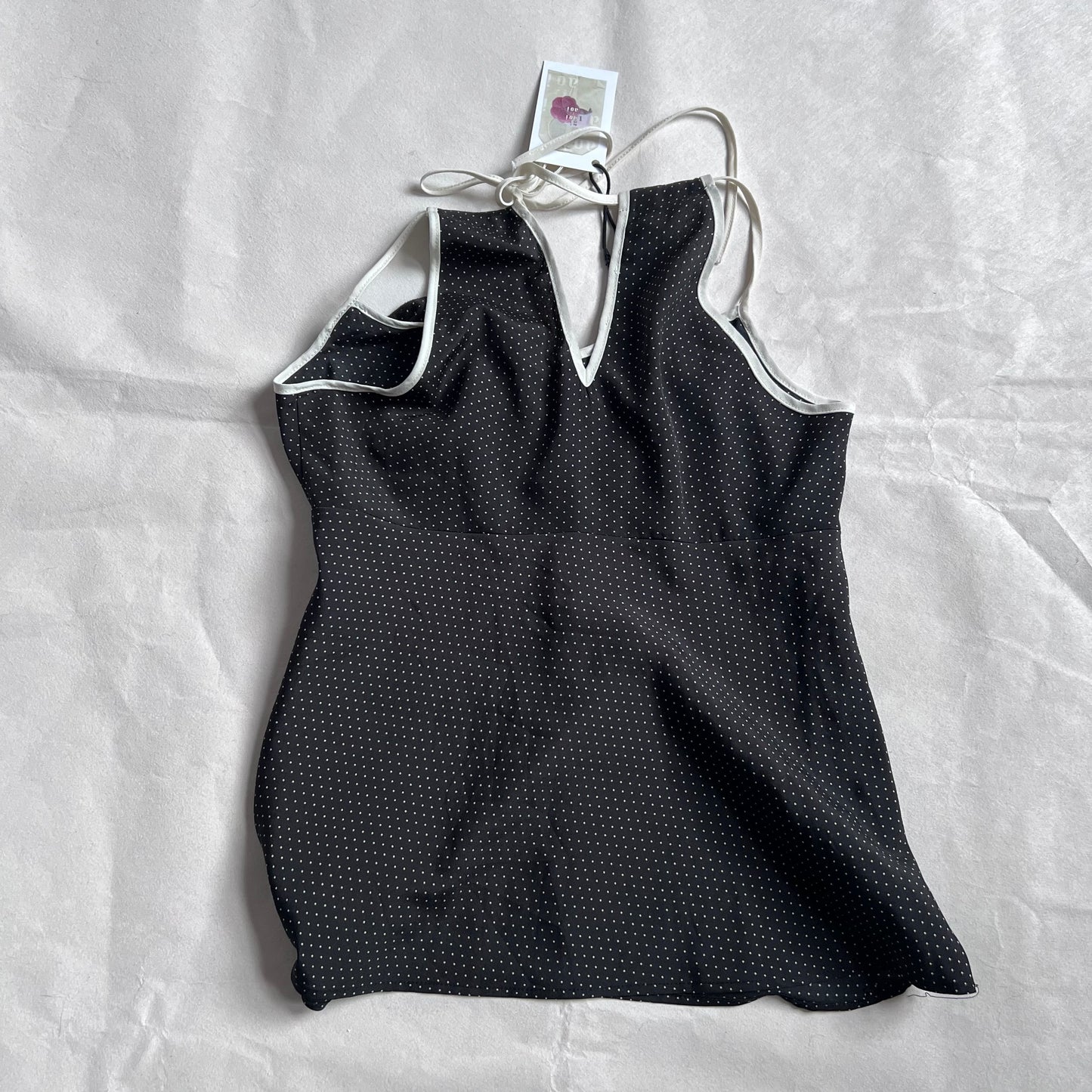 Promod Black Polka Dot White Built In Strap Camisole