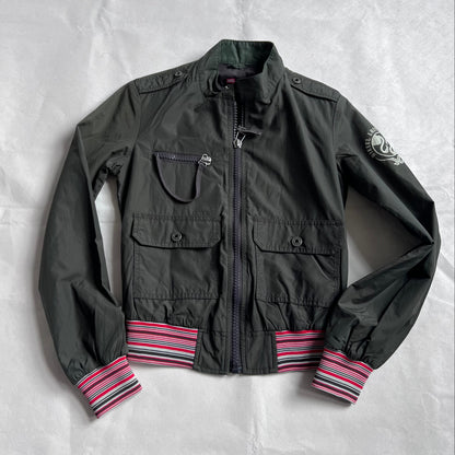 Diesel Red Tag Khaki Style Blouson Bomber Striped Jacket