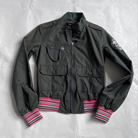 Diesel Red Tag Khaki Style Blouson Bomber Striped Jacket