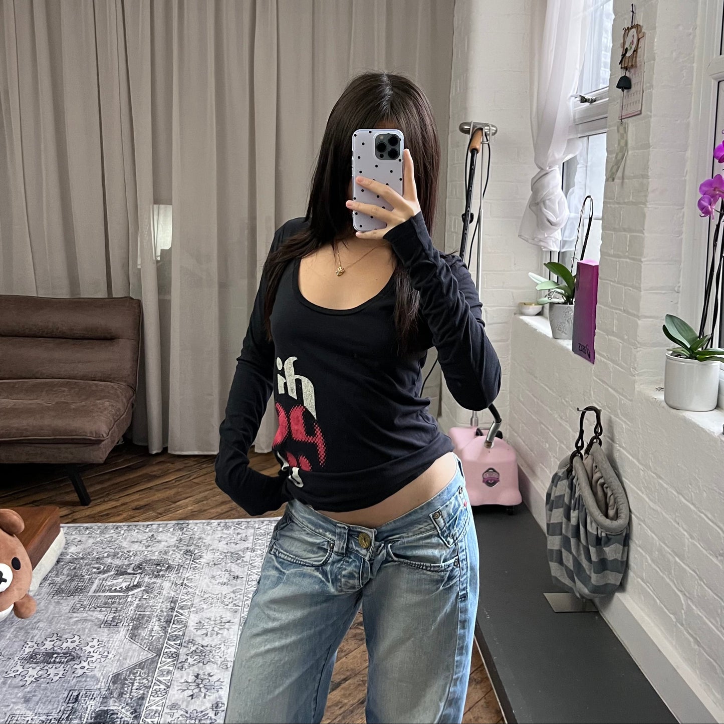 black diesel red white text graphic long sleeve shirt