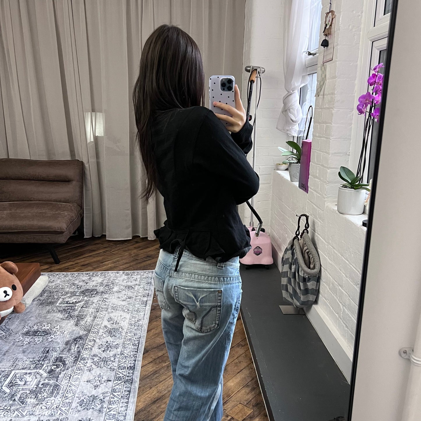 marithe francois girbaud corpcore black hook and eye silver button long sleeve jacket