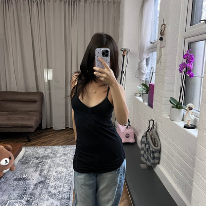 marithe francois girbaud navy fitted long camisole/mini dress