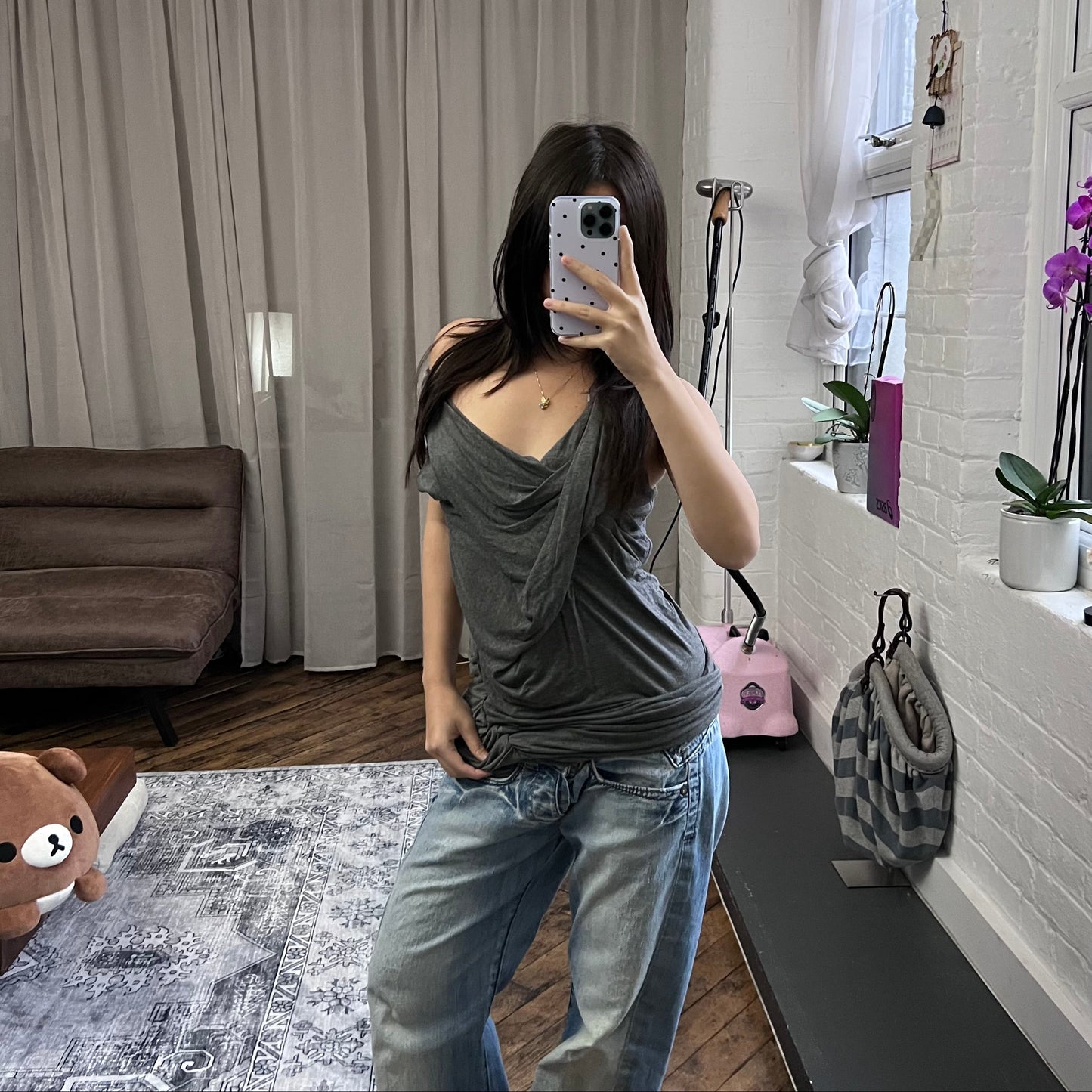 grey koul liquid slouchy draped sleeveless bodycon mini dress