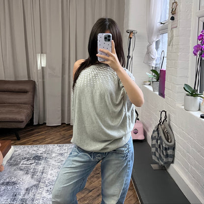 blanco grey silver studded oversized batwing jersey tunic sweater