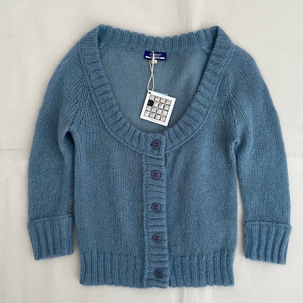 Burberry Blue Label Muted Blue Mohair Blend Crop Bolero Cardigan