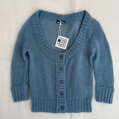 Burberry Blue Label Muted Blue Mohair Blend Crop Bolero Cardigan