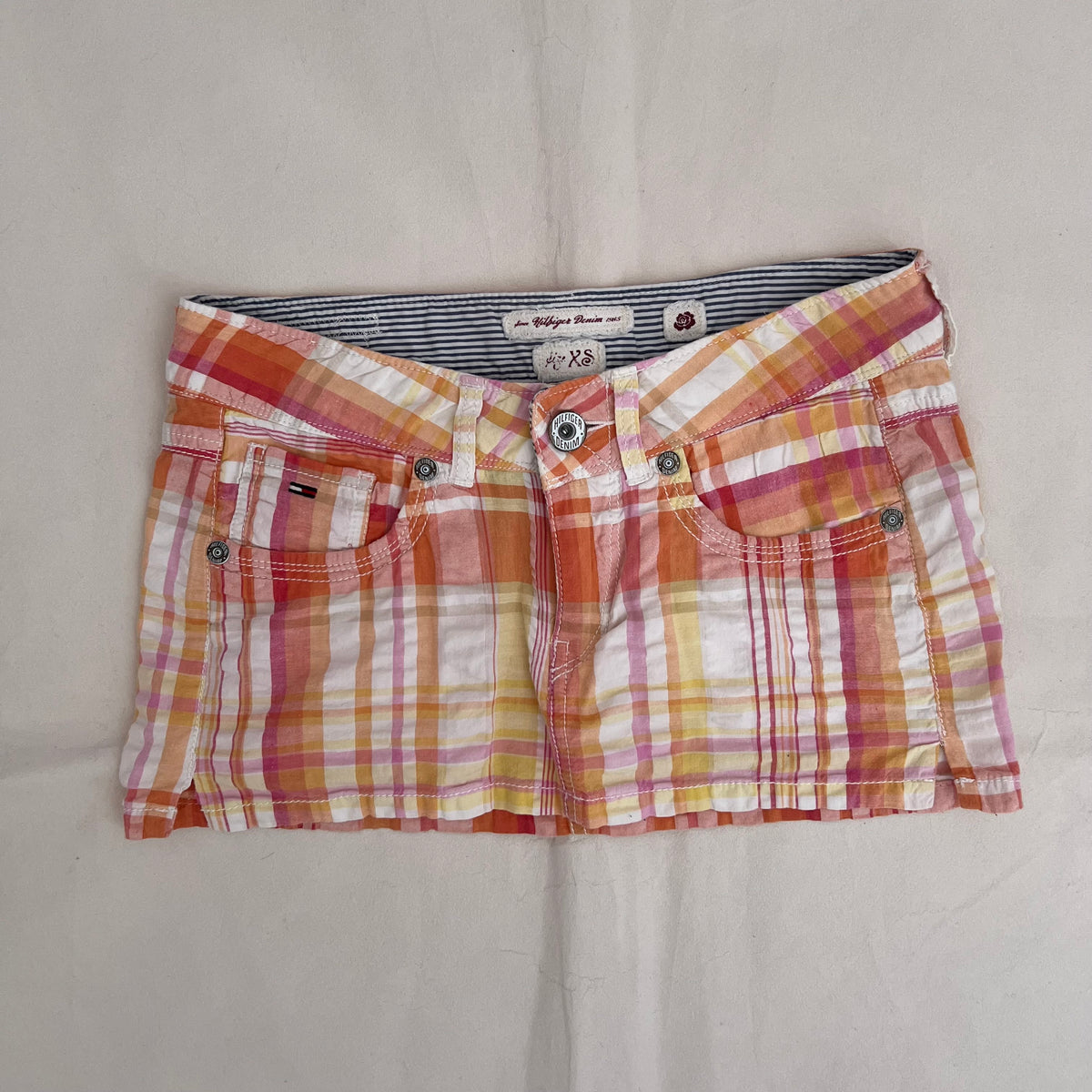 Tommy Hilfiger Sunset Orange Yellow Plaid Mini Skirt