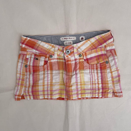 Tommy Hilfiger Sunset Orange Yellow Plaid Mini Skirt