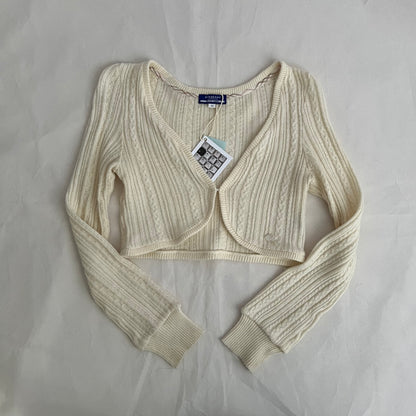 Burberry Blue Label Cream Cable Knit Crop Bolero Cardigan