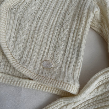 Burberry Blue Label Cream Cable Knit Crop Bolero Cardigan