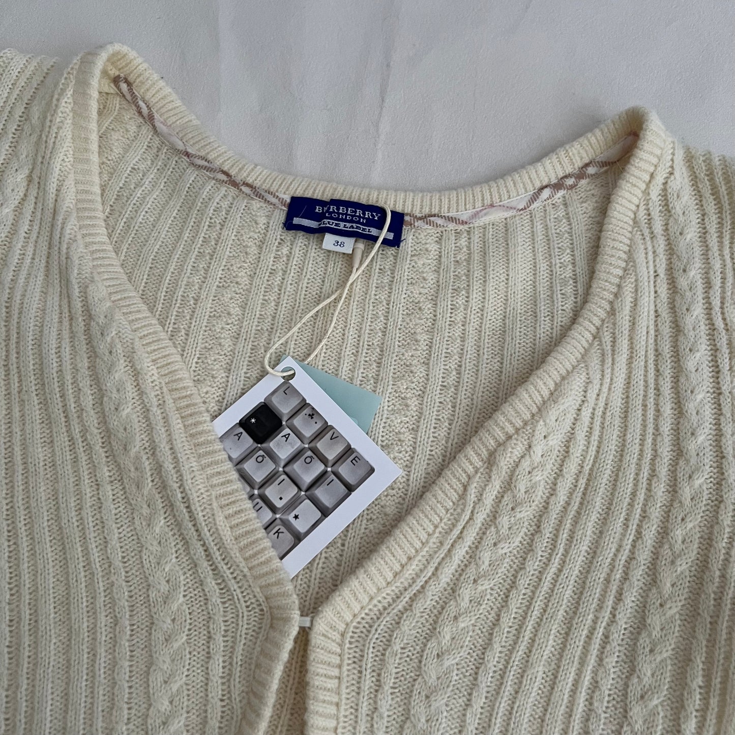 Burberry Blue Label Cream Cable Knit Crop Bolero Cardigan