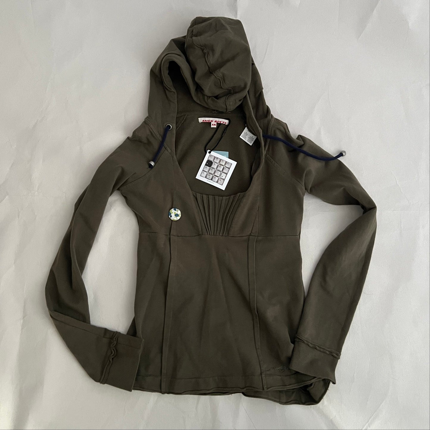 Khaki Miss Sixty Pleated Fitted Sweater Hoodie