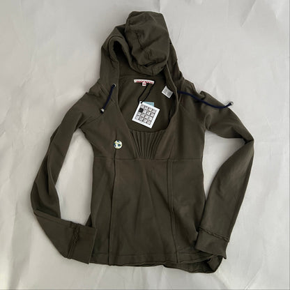Khaki Miss Sixty Pleated Fitted Sweater Hoodie