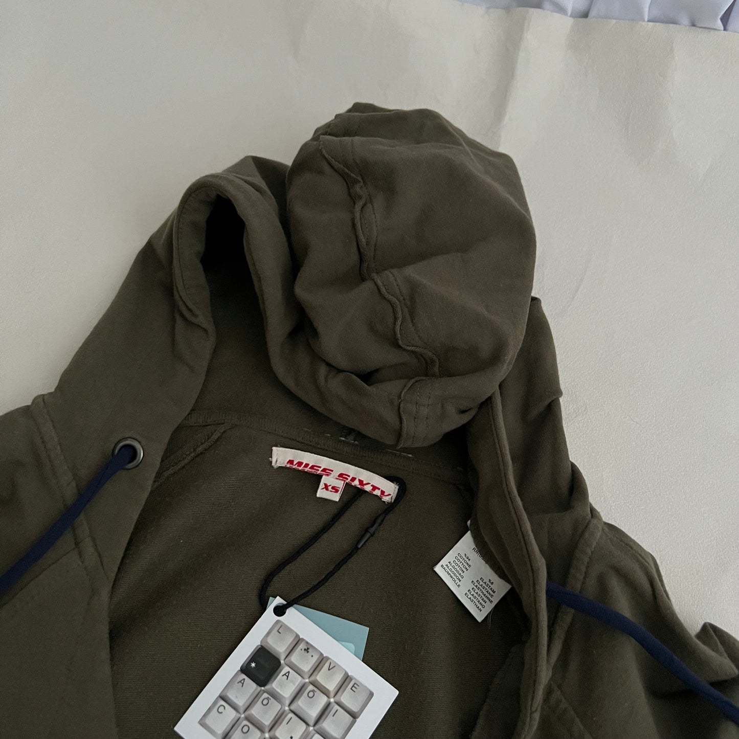 Khaki Miss Sixty Pleated Fitted Sweater Hoodie