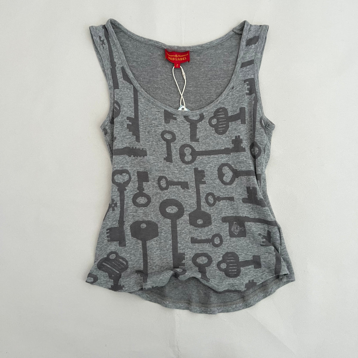 Vivienne Westwood Grey Antique Key Graphic Tank Top