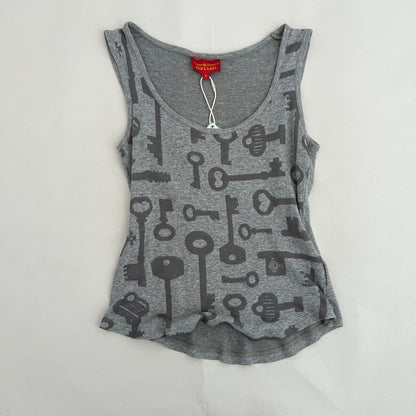 Vivienne Westwood Grey Antique Key Graphic Tank Top