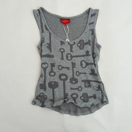 Vivienne Westwood Grey Antique Key Graphic Tank Top