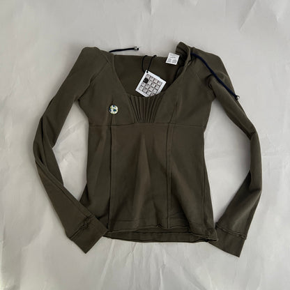 Khaki Miss Sixty Pleated Fitted Sweater Hoodie