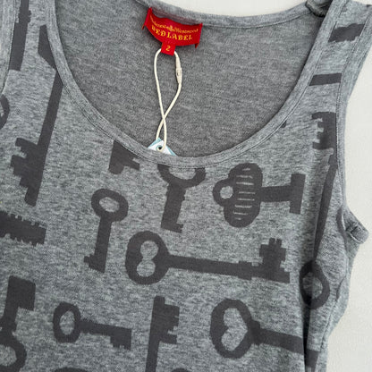 Vivienne Westwood Grey Antique Key Graphic Tank Top