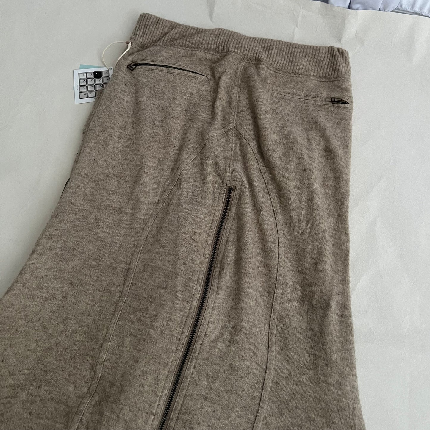 Vintage Goa Beige Knit Oversized Pocket Zip Cargo Utility Maxi Skirt
