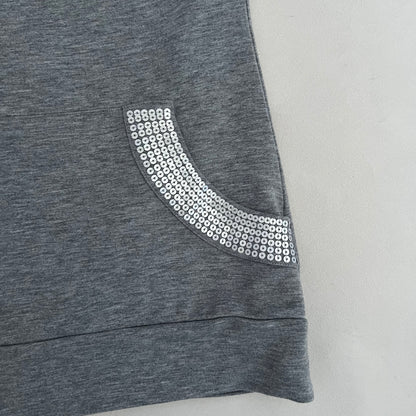 Motivi Jersey Grey Sequin Pocket Bandeau Top
