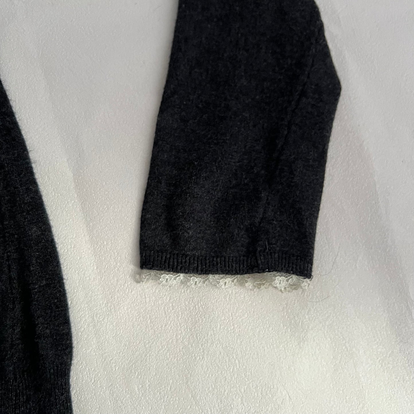 Avant Premiere Dark Grey Ivory Milkmaid Two in One Layered Bust Knit Sweater Dress