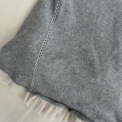 Grey Balletcore High Ruffle Frill Hem Flared Camisole Top