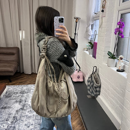 braided tassel allsaints beige stone tan faded wash oversized leather shoulder bag