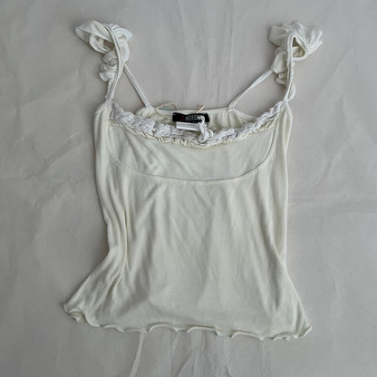 Morgan De Toi Cream White Lined Bustier Frilly Camisole