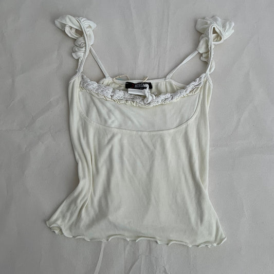 Morgan De Toi Cream White Lined Bustier Frilly Camisole