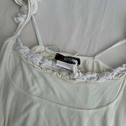 Morgan De Toi Cream White Lined Bustier Frilly Camisole