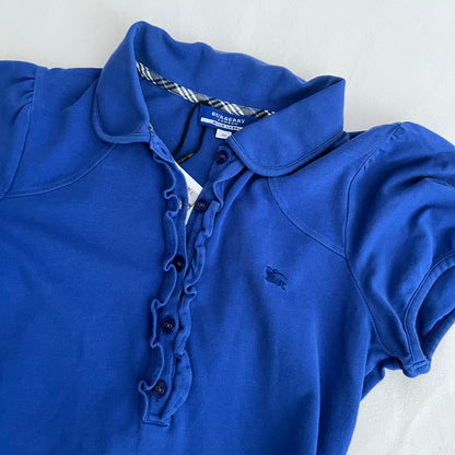 Burberry Blue Label Cobalt Blue Puff Sleeve Collared Polo Shirt