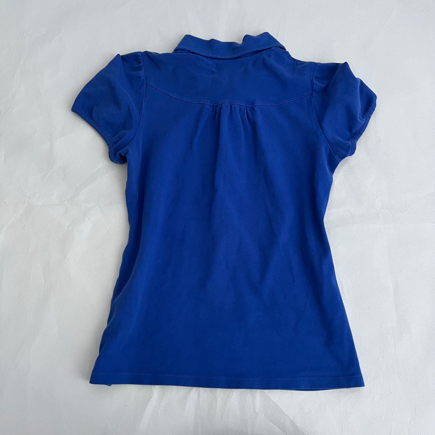 Burberry Blue Label Cobalt Blue Puff Sleeve Collared Polo Shirt