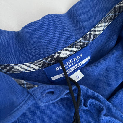 Burberry Blue Label Cobalt Blue Puff Sleeve Collared Polo Shirt