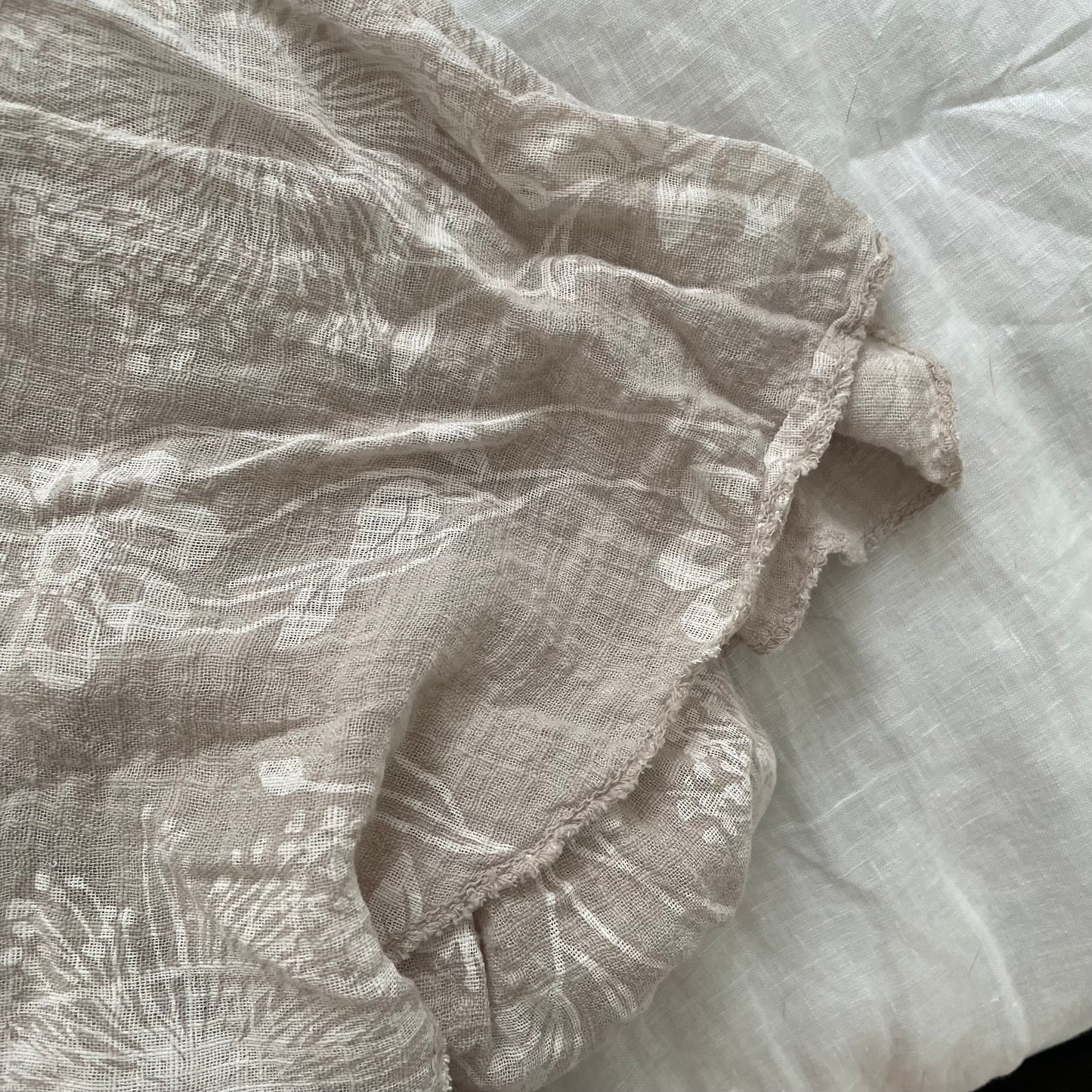 vintage ivory beige white faint floral print v neck midi dress