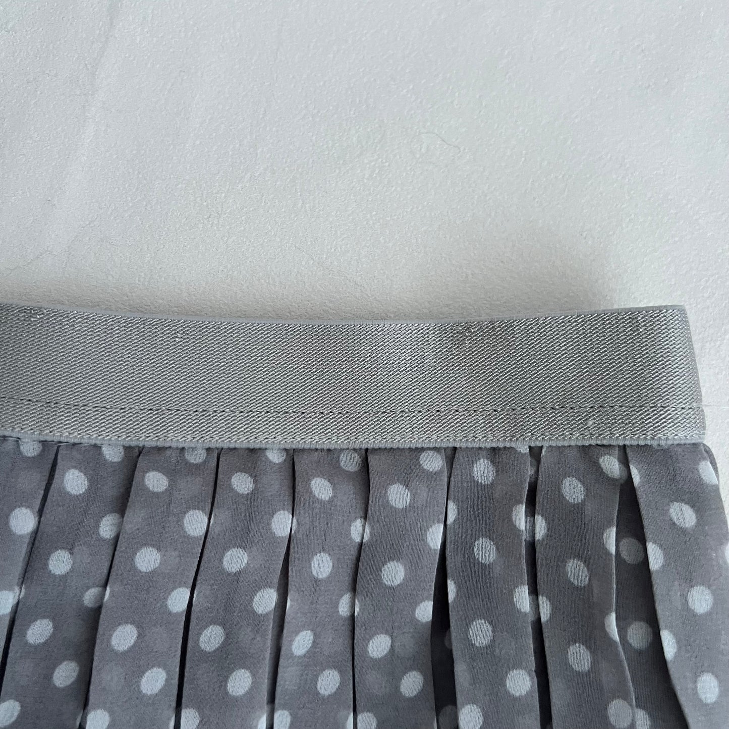 Purple Grey Benetton Pleated Tiered Polka Dot Mini Skirt