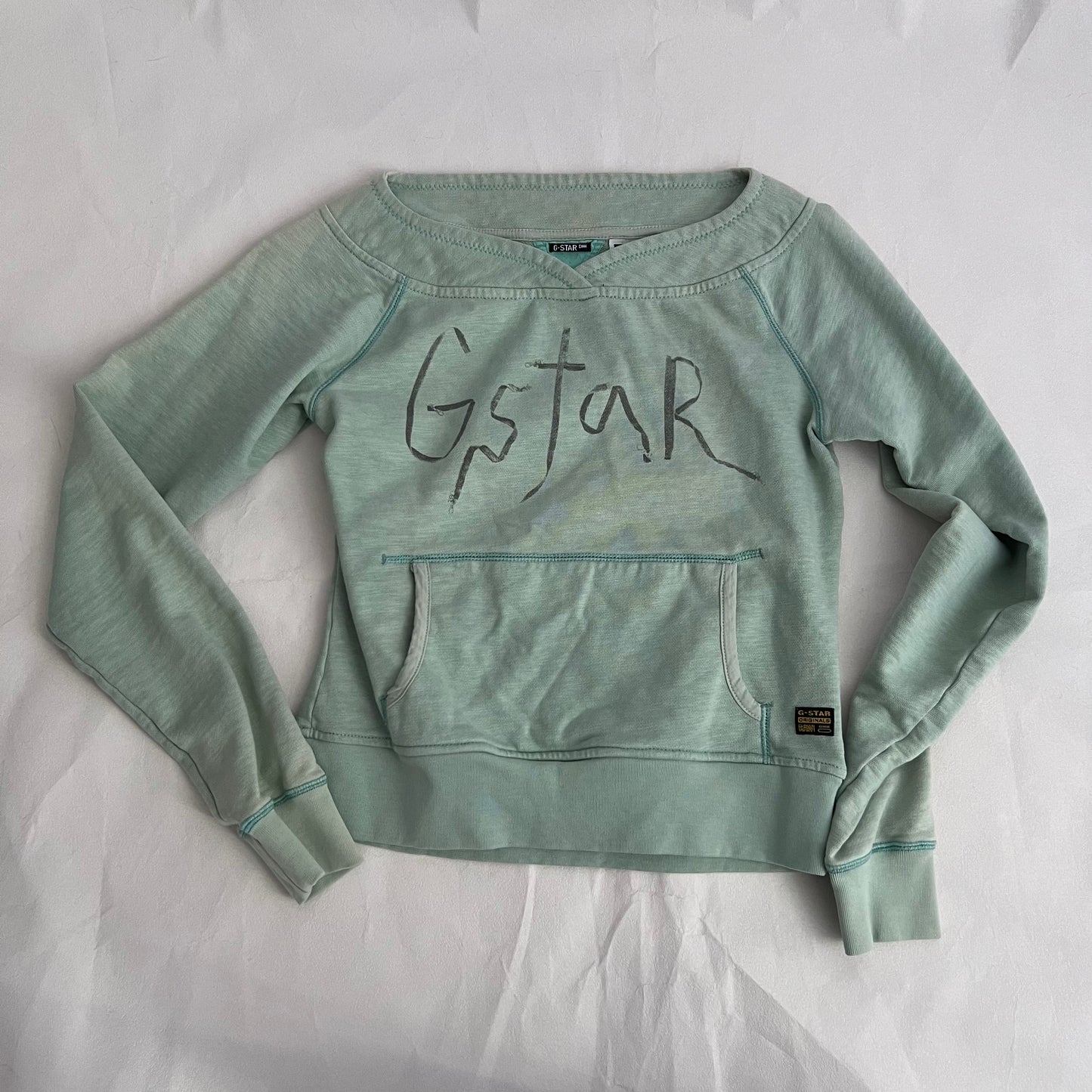 G-star Raw Mint Sea Green Wide Neck Sweater