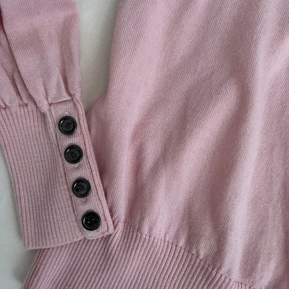 Burberry Blue Label Candy Pink Long Sleeve Wool Knit Sweater