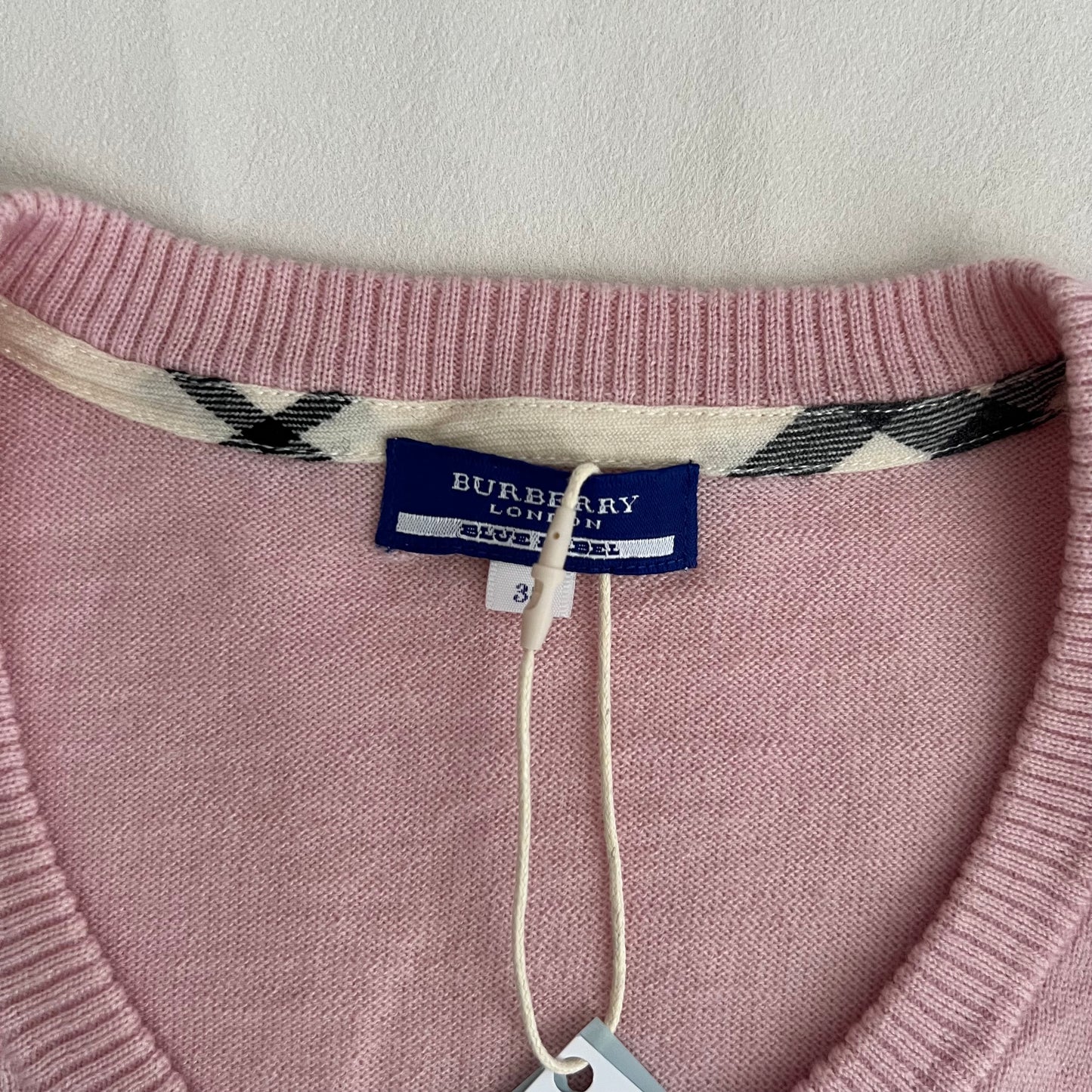 Burberry Blue Label Candy Pink Long Sleeve Wool Knit Sweater