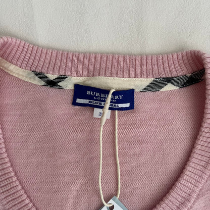 Burberry Blue Label Candy Pink Long Sleeve Wool Knit Sweater