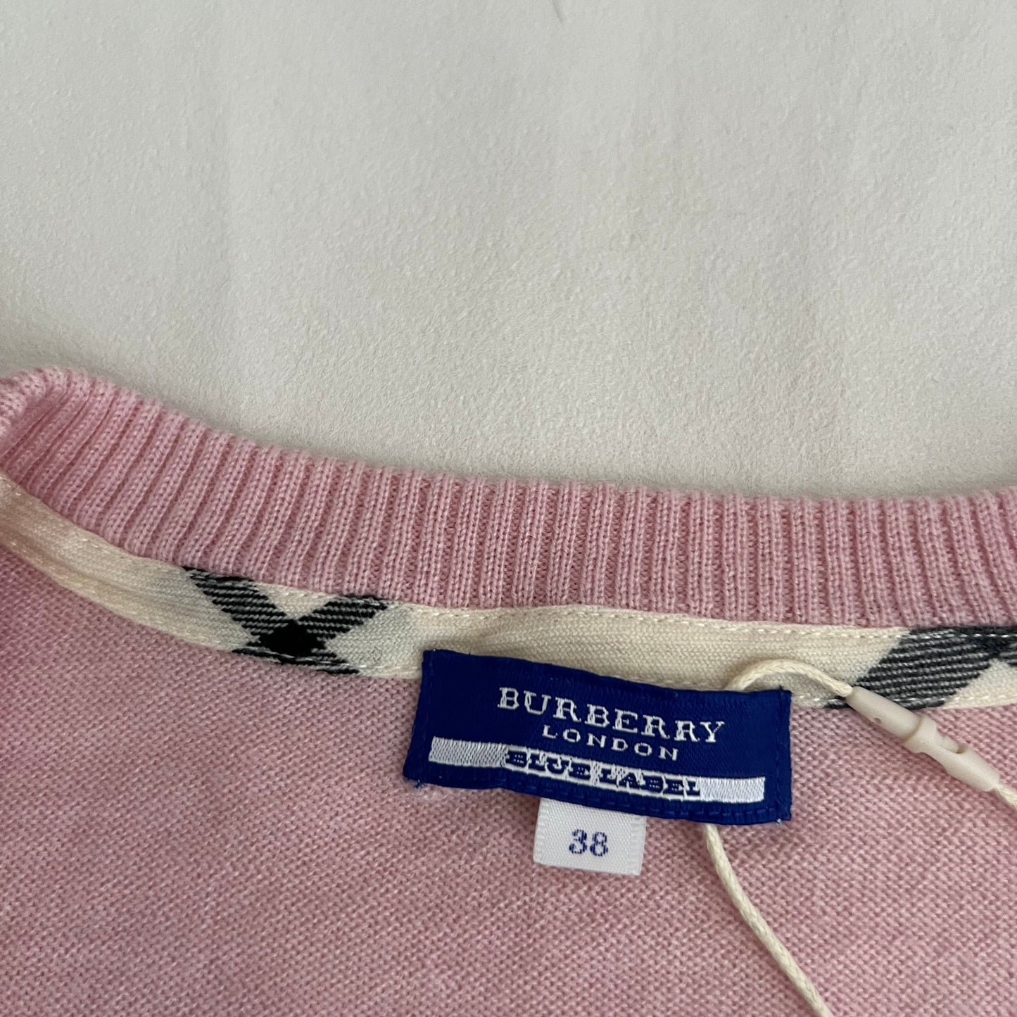 Burberry Blue Label Candy Pink Long Sleeve Wool Knit Sweater