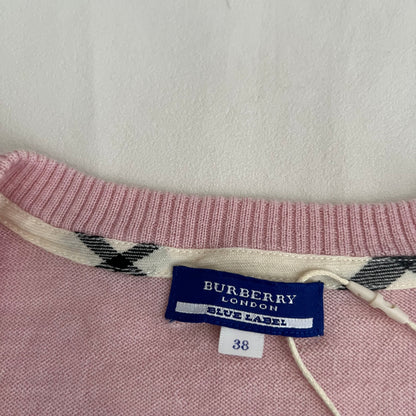Burberry Blue Label Candy Pink Long Sleeve Wool Knit Sweater